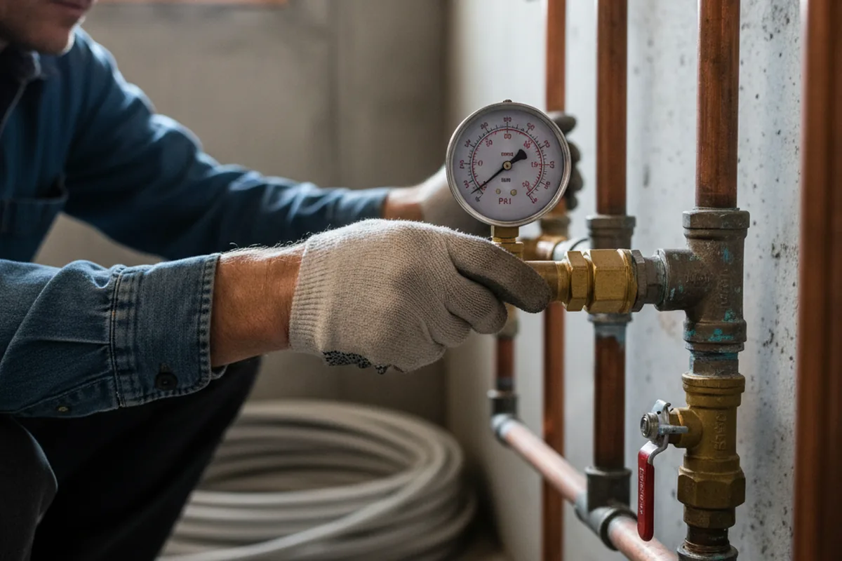 Pressure testing a repaired line during Water Line Repair in Torrance